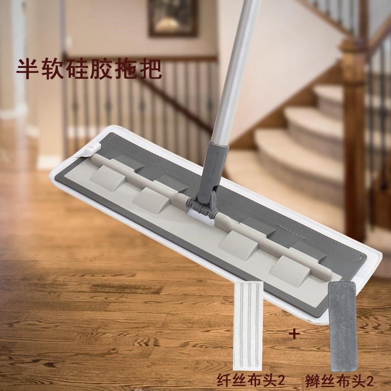 硅胶平板拖把懒人家用一拖静音净大号干拖地免手洗拖布湿两用神器