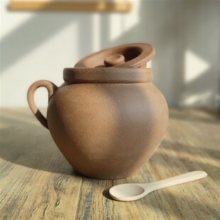 无釉老式盐罐粗土陶罐茶叶罐猪油坛调味罐家用带盖子储物密封罐