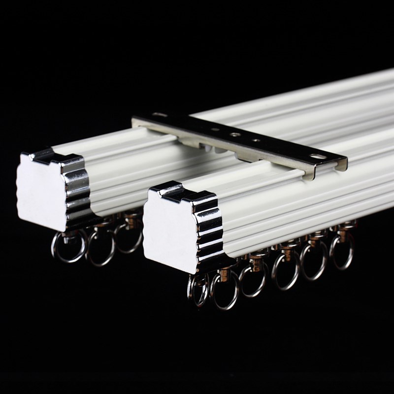 铝合金加厚重型方轨窗帘轨道直轨滑轨单轨双轨顶装侧装
