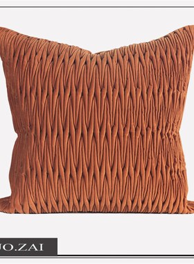 简约现代沙发抱枕靠枕床头靠垫靠包办公室腰靠桔橙色绗棉绣花方枕