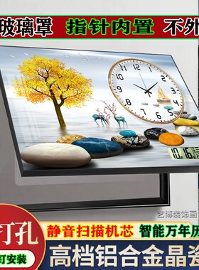 电表箱装饰画2024新款轻奢高级B感带钟表万年历遮挡配电箱盒子时