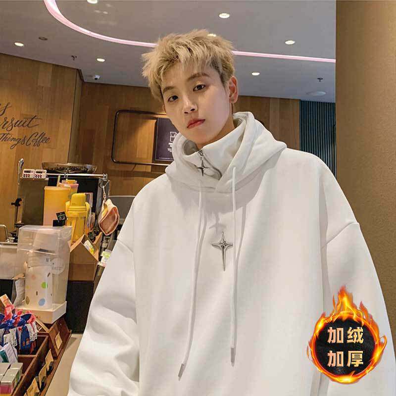 假两件半拉链卫衣男连帽情侣潮牌外套美式复古高级感痞帅重磅港风