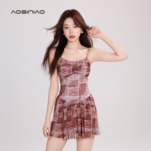 泳衣女夏2024年新款 海边度假连体微胖女孩遮S肉显瘦保守游泳 爆款