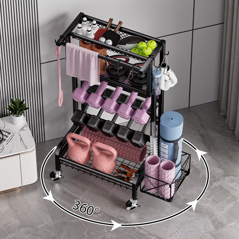 健身器材收纳架泡沐轴瑜伽垫收纳筐哑铃置物架健身用品工具收纳篮