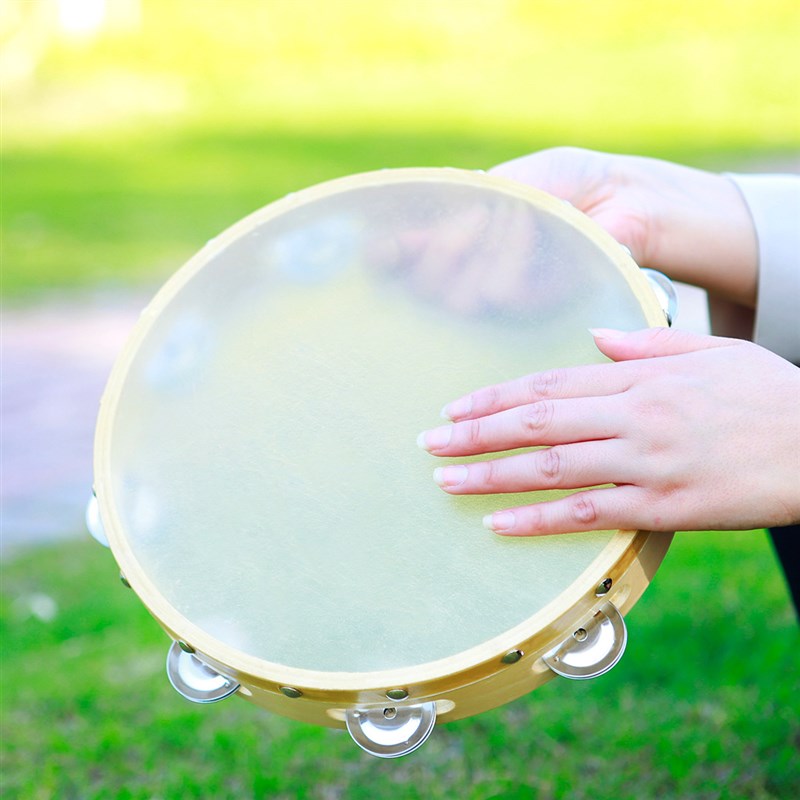 打击乐器手鼓木质铃鼓儿童舞蹈音乐教具手拍鼓手摇铃鼓6寸8寸10寸