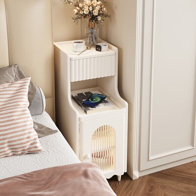 奶油风小户型床头柜超窄20CMy夹缝柜卧室30厘米迷你床边柜简约高