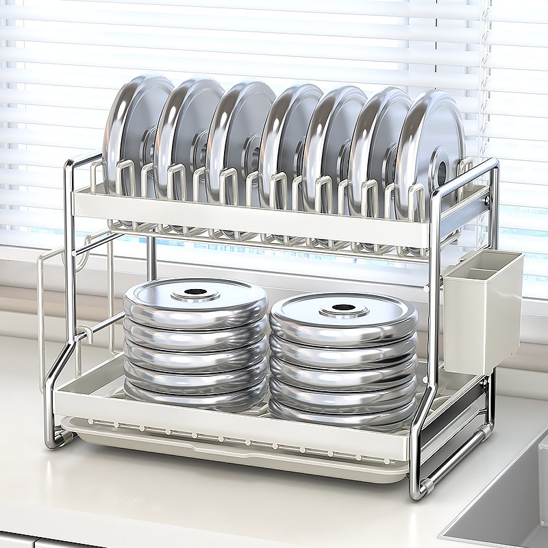 ins奶油风小型碗碟沥水架收纳架厨房置物架台面碗盘碗架砧板架子