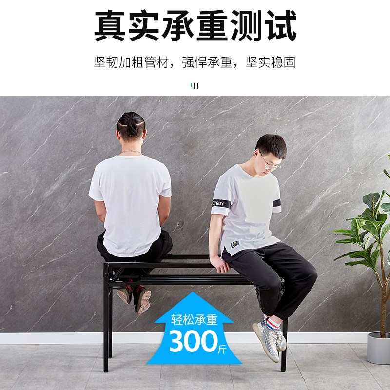 折叠桌架子长桌双层桌架铁架桌子腿单层桌腿简易餐桌白色支架包邮