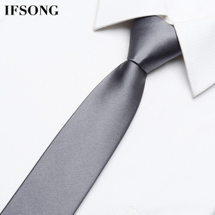 灰色正装领带男商务手打黑色职业拉D链免打结高档窄细潮韩式小领