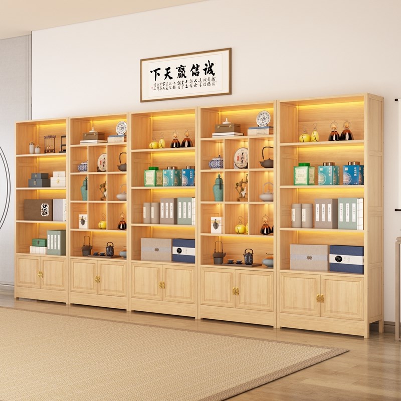实木新中式博古架多宝阁展示柜茶具茶柜茶室收纳柜茶台茶叶置物架