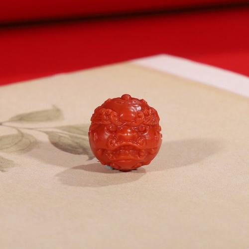 瓦西南红貔貅珠12mm单珠 精工龙之九子散珠 柿子红玛瑙配珠顶珠