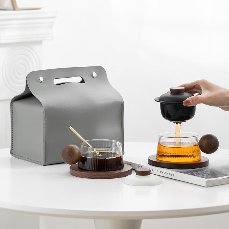 耐热玻璃茶咖一体杯茶水分离泡茶杯办公室喝茶轻奢高档陶瓷咖啡杯