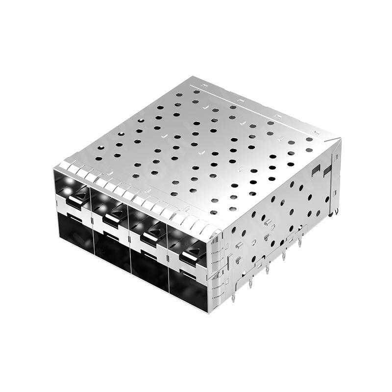 WHSFP15524D002 SFP+ CAGE 2×4压接式外侧双灯 镀金15U 连接器
