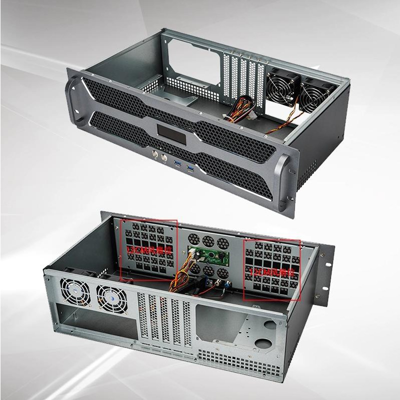 3U机箱250超短机架式铝温控屏3.0USB紧凑MATX主板工控电脑主机箱