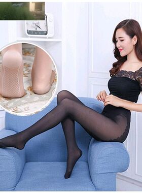 。秋冬季打底裤防勾丝假透t肉加绒加厚踩脚肉色透明女连裤袜丝袜