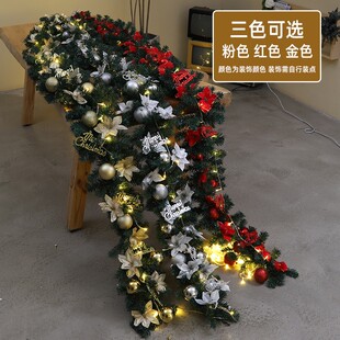 圣诞节装 饰 饰品绿色植绒雪藤条2.7米2.7米橱窗门挂楼梯拐角酒店装