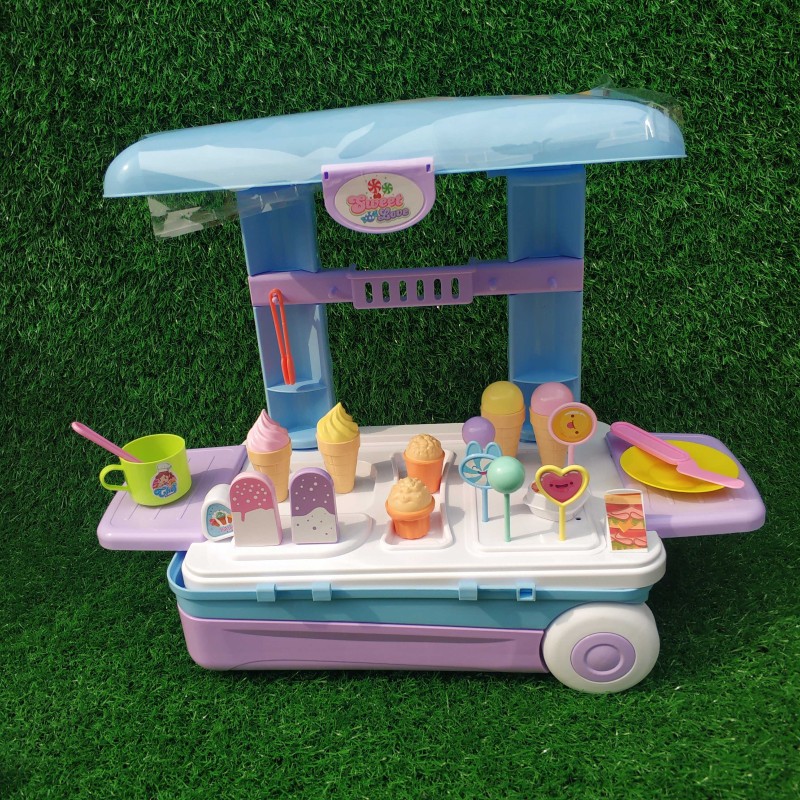 新儿童拉杆行李箱餐具医具甜品车套装模型女孩男孩过家家玩具礼物