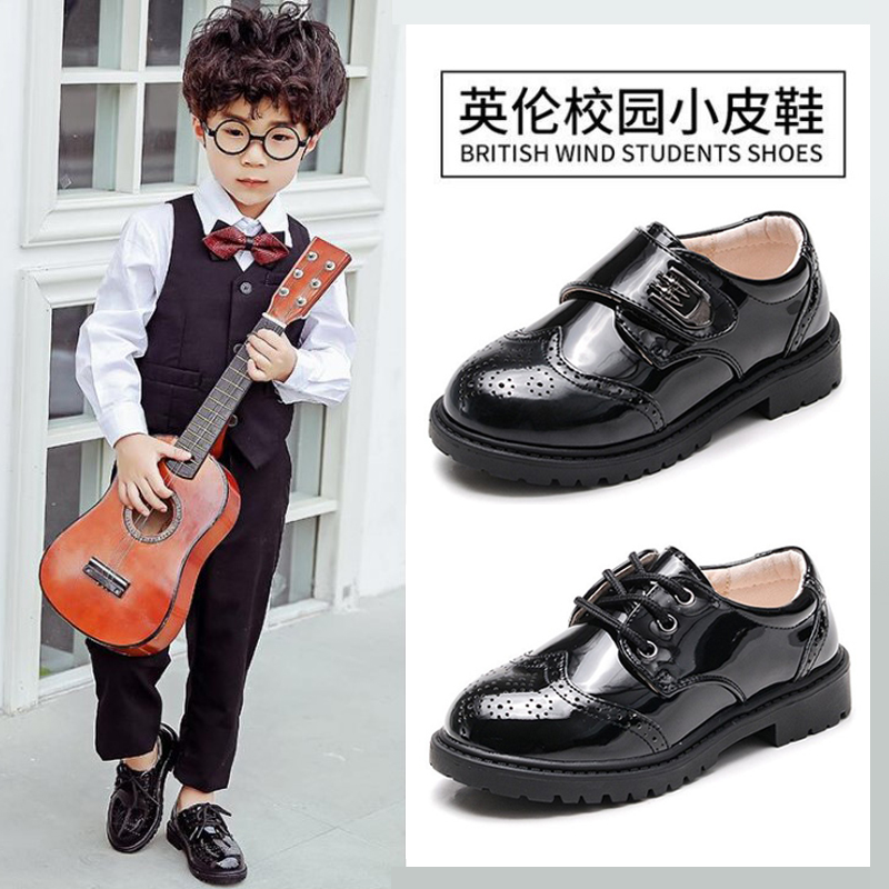男童黑色皮鞋春夏款英伦风男孩软底童鞋小学生儿童演出表演鞋子潮