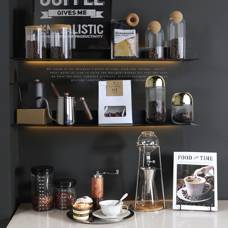 咖啡主题咖啡豆咖啡壶咖啡具样板房厨房橱柜水吧台道具食物摆件