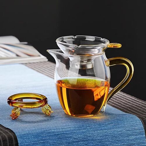 玻璃公道杯三件套茶海茶漏套装高硼硅耐热滤网一体泡茶分茶器