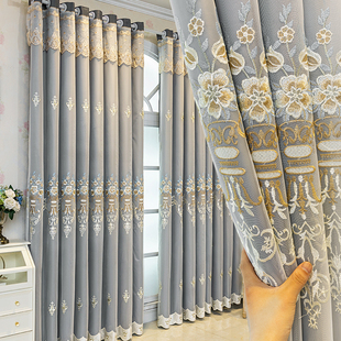 全遮光窗帘遮光卧室高级感客厅双层带纱绍兴柯桥窗帘布2024年新款