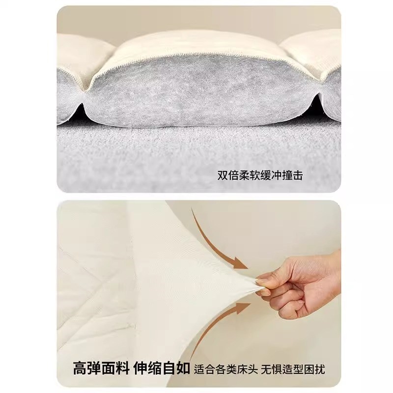 床头套罩2024新款床头软包夹棉奶油风靠背木床皮床头罩全包加厚