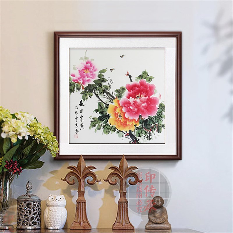 花开富贵牡丹国画纯手绘兰花餐客厅卧室挂画电表箱玄关装饰花鸟画图片