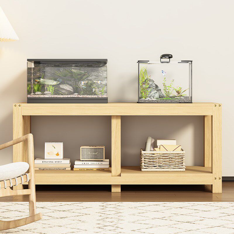 承重鱼缸架底座简约松木木架子支架木质草缸水族箱增高架双层两层