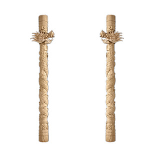 实木雕刻盘龙柱神台佛龛供桌菩萨请火轿装饰整园龙柱东阳木雕中式