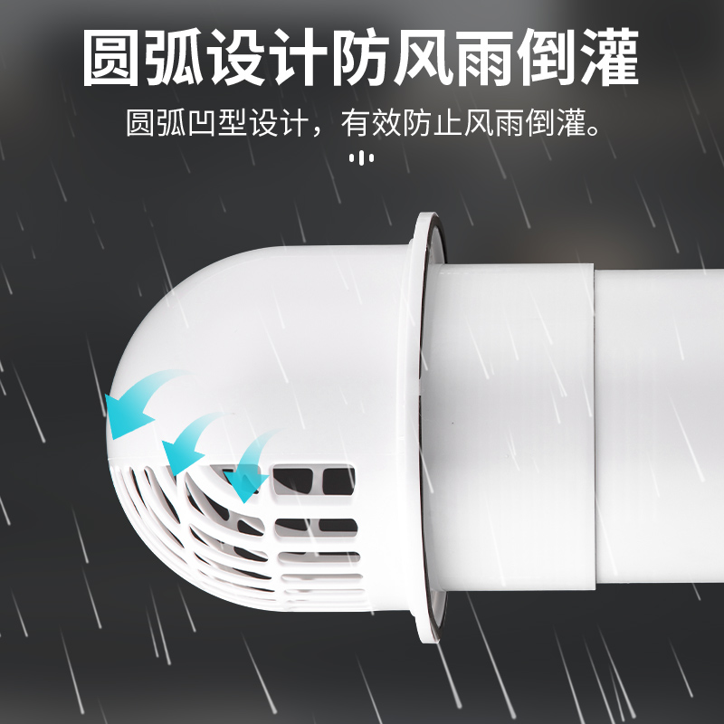 穿墙风帽一体式外墙出风口防风罩卫生间油烟机室内安装排气防雨帽