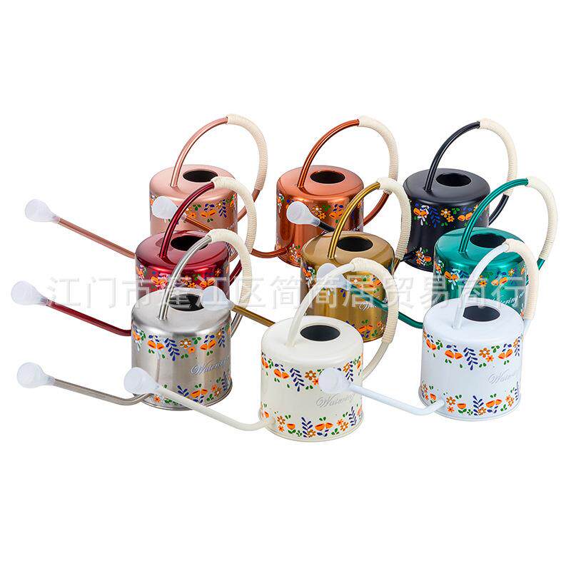 园林长嘴复古洒水壶 升级麻绳手挽不锈钢淋花喷壶 金属浇花水壶