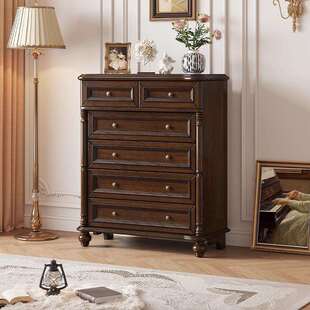 美式全实木六斗柜乡村复古风格客厅靠墙边柜卧室家用收纳储物柜子