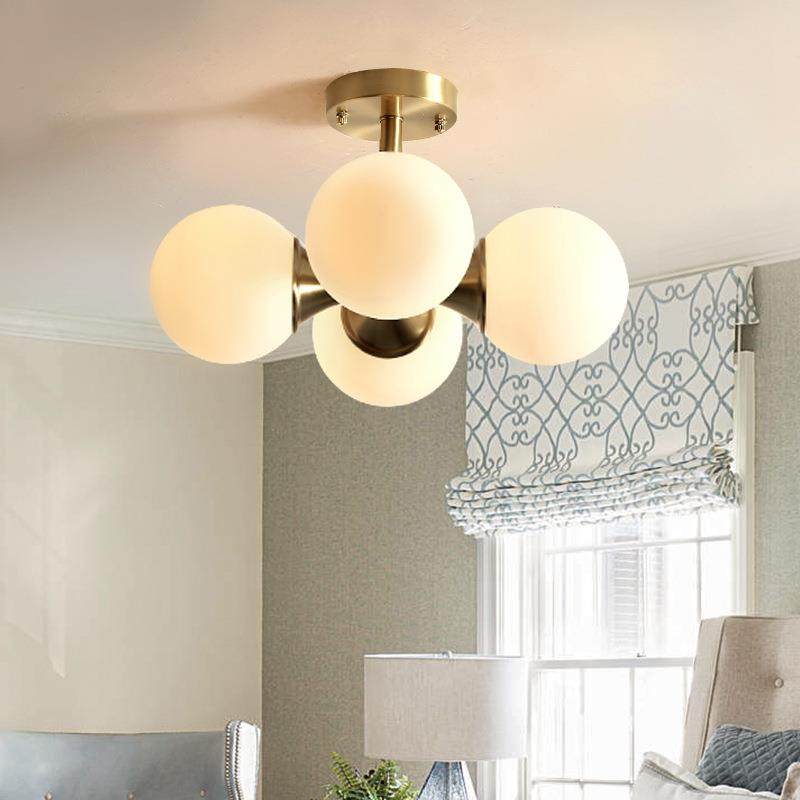 北欧灯具全铜吸顶灯简约现代风格分子灯儿童房间卧室魔豆灯饰