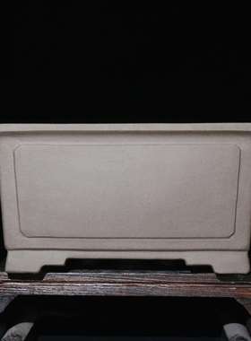 紫砂花盆正方形四方奎面青灰泥大号盆景盆铜钱孔手工盆精工杜喜亮