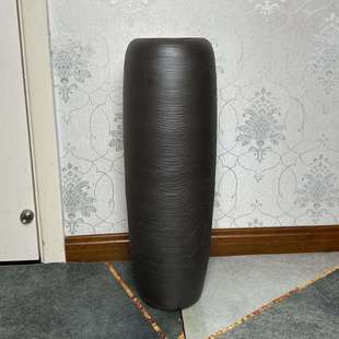 景德镇落地花瓶黑色粗陶罐酒店名宿客厅摆件日式现代简约装饰品
