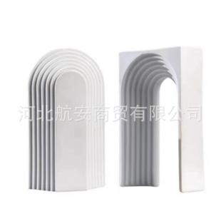现代简约创意陶瓷几何拱形摆件建筑形状样板房售楼处家居桌面摆设