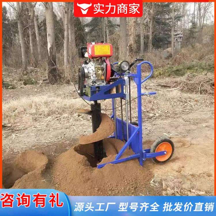 地钻挖坑机推车汽油农用果园栽树打桩打洞机 大功率四冲程挖坑机