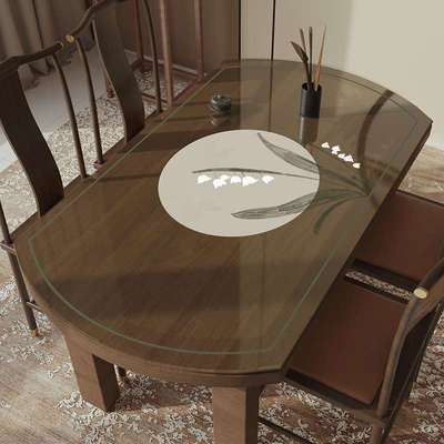 中式椭圆形透明桌垫免洗防水防油桌布茶几垫布软玻璃弧形餐桌垫子