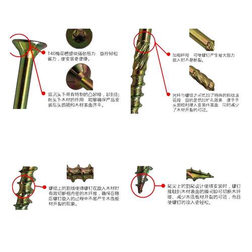 新款沉头割尾纤维板钉内梅花平头加粗加长木螺钉自攻螺丝M6M8