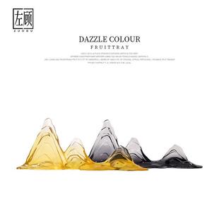 左顾透明假山艺术品雕塑 玄关边柜茶室新中式酒店样板间禅意摆件