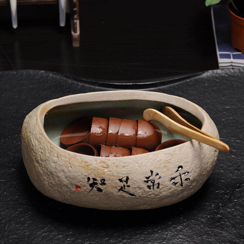 陶瓷茶洗创意简约洗茶杯容器复古粗陶老岩泥手写茶碗花盆鱼缸,3C数码配件,USB灯,淘宝优惠券,粉丝福利购,淘宝优惠卷