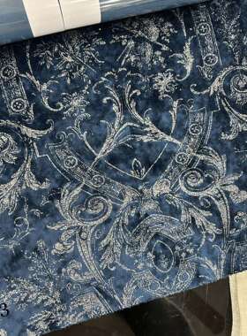 门幅280cm烫金绒布法式欧式花布红色蓝色黄色宽幅烫金绒布窗帘布