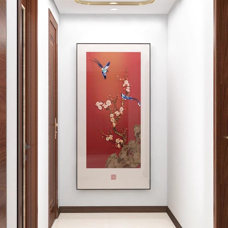 喜气盈门玄关装饰画新中式入户正对门喜上眉梢喜鹊寓意好过道挂画