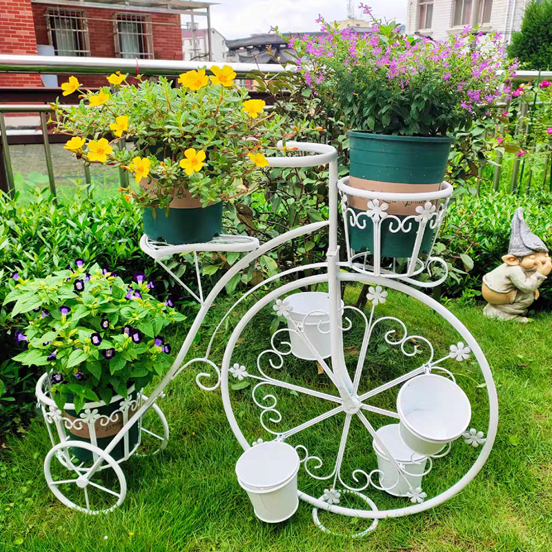 铁艺自行车花架绿萝多o肉创意欧式小花盆阳台北欧装饰户外绿植布