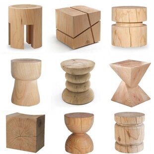 北欧矮凳子原木凳子墩凳酒店摆件凳实木树桩置物架木桩茶几圆创意