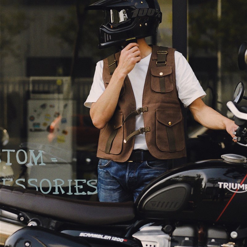 长路计划拉力越野m林道防水复古骑行服水袋马甲多口袋工装马甲