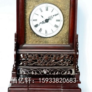 苏钟硬质木机械纯铜表芯南京钟中式手工簪刻盘屉仿红木插屏钟座钟