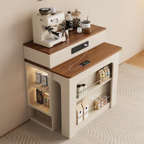 岛台餐桌一体可伸缩家用奶油风小户型轻奢高级感多功能餐桌可折叠