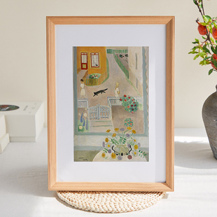 简约4K实木画框装裱8K挂墙装饰大相框a3定制木框原木a4拼图裱框12