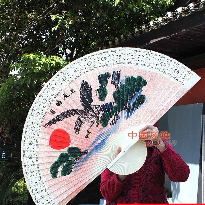 超大扇子背景墙壁挂大折扇木扇镂空木雕扇子 礼品扇工艺扇